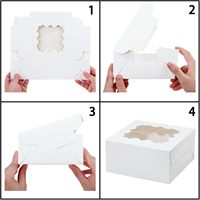 Boîtes à cupcakes pliables personnalisées en gros avec fenêtre, emballage alimentaire en carton recyclable et écologique pour desserts