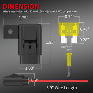 Portafusibles en Línea de Servicio Pesado de 12 V CC, Portafusibles de Cuchilla ATC/ATO Impermeable de 12 AWG con <span class=keywords><strong>Fusible</strong></span> en Línea de 20 <span class=keywords><strong>Amp</strong></span>, 30 <span class=keywords><strong>Amp</strong></span> y <span class=keywords><strong>40</strong></span> <span class=keywords><strong>Amp</strong></span> para Automóvil - Product Image 3