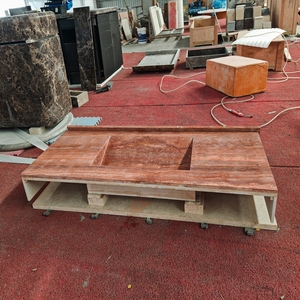 Lavabo da <span class=keywords><strong>Bagno</strong></span> in Travertino Rosso Naturale su Misura e Personalizzabile, Montaggio a Parete - Product Image 5