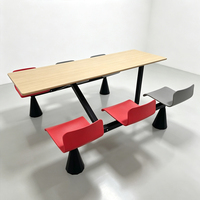 Ensemble de table et de chaises de restaurant commercial moderne avec structure en métal et en bois pour l'école, l'hôpital, l'auberge, l'hôtel