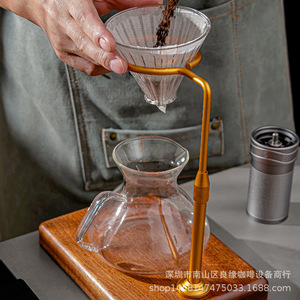 ขาตั้งกาแฟแบบปรับได้ ฐานไม้เนื้อแข็ง โครงโลหะ สำหรับชงกาแฟดริป ใช้ในบ้าน - Product Image 4