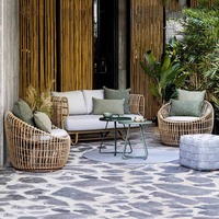 Ensemble de canapés en rotin avec structure en alliage d'aluminium de style sud-est asiatique pour patios, jardins, balcons, imperméable, amovible et remplaçable