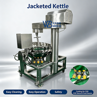 Marmite de cuisson industrielle à double enveloppe chauffante (gaz, vapeur, électrique) en acier inoxydable de qualité supérieure, type inclinable, avec agitateur planétaire, pour confitures et sauces chili