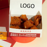 Boîte à poulet frit personnalisée pour restaurant, repas chauds, biodégradable, qualité alimentaire, couleur fixe, avec logo
