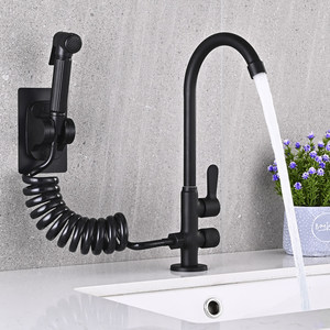 Grifo de cocina de latón con rociador extraíble, grifo de fregadero de arco alto de agua fría para limpieza de fregonas y lavandería - Product Image 2