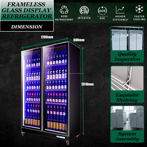Enfriador de Bebidas Comercial de 2 Puertas con Enfriamiento por Aire, Refrigerador Vertical con Puerta de Vidrio para Bebidas y Cerveza - Product Image 4