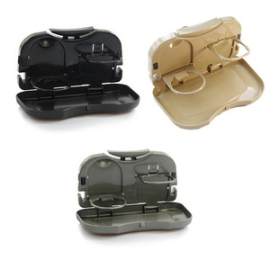 <b>Car</b> Seat Back Tray Cup Holder Foldable Beverage Organizer Beige ABS Material For <b>Car</b> <b>Interior</b> Accessories - Product Image 3