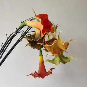 Nuovo arrivo 2 teste artificiale vero tocco PU <span class=keywords><strong>Datura</strong></span> Stramonium fiore per la tavola centrotavola decorazione di nozze - Product Image 4
