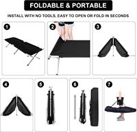 Lit de camp pliable de haute qualité pour le camping en plein air, la randonnée, robuste, en Oxford 600D, ultra-léger, en aluminium, pour adultes