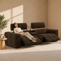 Canapé sectionnel intelligent à commande électrique avec lampes de lecture flexibles, console de charge sans fil et sièges inclinables indépendants pour villa