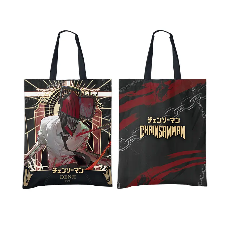 8 Designs 35*43cm Kettensäge Mann Leinwand Einkaufstasche Anime Charakter HD Druck Umhängetasche Kreative Cartoon Handtasche Einkaufstasche