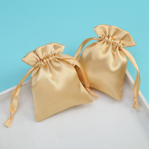 Satin <b>Drawstring</b> Bags 10x15cm Jewelry Packaging Storage <b>Pouches</b> Rectangular Colored Cloth Gift Bags For Accessories - Product Image 1
