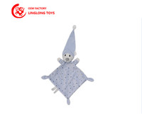 Serviette de bave personnalisable pour bébé, motif mouton carré bleu ciel, en peluche, avec jouet ours, conforme EN71 pour nouveau-nés