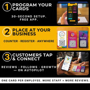 Panneau de suivi des réseaux sociaux pour Instagram, Facebook, YouTube, TikTok, étiquette NFC en PVC, carte de commentaires Google Tap avec NFC et code QR - Product Image 4