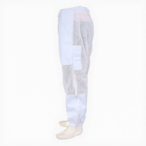 Custom White Beekeeping Mesh Pants Protective Bee Suit <b>Trousers</b> with Zipper Leg Openings Breathable Cotton Workwear - Product Image 2