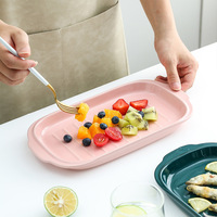 Assiette rectangulaire minimaliste de style nordique, résistante au micro-ondes, pour la cuisson du fromage et du riz, idéale pour les fêtes, les fêtes de Noël et l'usage domestique.