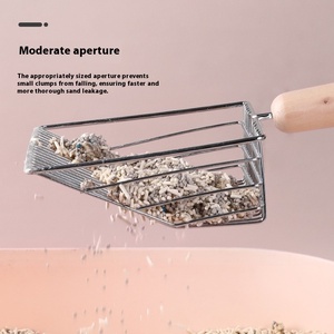 Cuchara de arena para gatos de plástico ecológica de nueva marca con mango de madera Pala de inodoro para gatos duradera y limpiador mental - Product Image 1