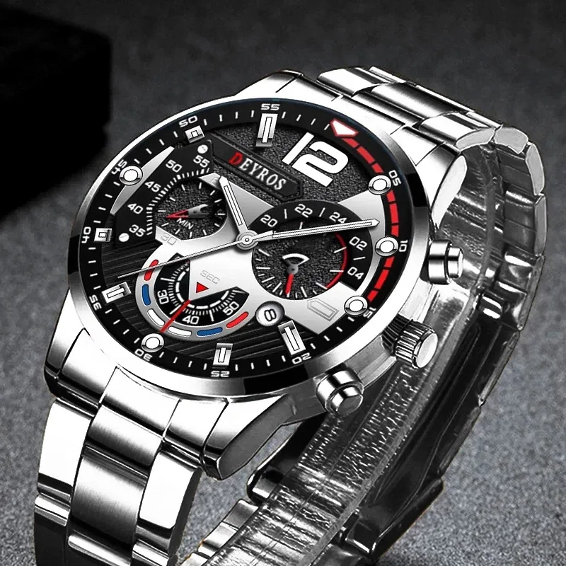 2023 nouvelle mode lumineuse hommes en acier inoxydable montres de luxe Quartz montre-bracelet calendrier horloge hommes affaires montre décontractée