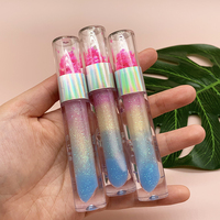 Kit de vernis à lèvres personnalisé pour enfants, brillant à lèvres, double couche, paillettes, petite fleur, transparent,