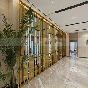 Paravent Classique en Acier Inoxydable Doré, Meuble de Salon Étanche au Design Moderne et Classique avec Fonction Mobile - Product Image 6