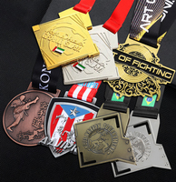 Medali Olahraga Kustom Berlapis Tiga Warna, Logam Paduan Seng, Enamel, Bentuk Oktagonal, untuk Seni Bela Diri, Kickboxing, Karate, Taekwondo