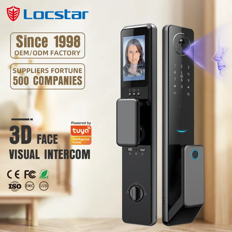 2024 स्मार्ट डोर लॉक तुया वाईफाई स्मार्ट फिंगरप्रिंट डिजिटल सेफ डोर कैमरा लॉक के साथ घर के लिए