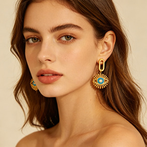 ZOGXIN Pearl Stud Earrings Gold Flower Shape Geometric Design For Women Party Jewelry - Product Image 3