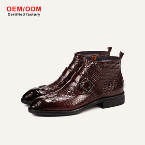 Stivali in Pelle da Uomo Personalizzati OEM, Design Retrò alla Moda, in Vera Pelle di Vacchetta con Cerniera, Punta Affusolata, Stile <span class=keywords><strong>Martin</strong></span> - Product Image 1