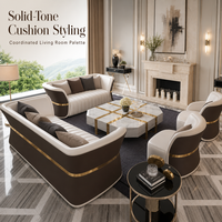 Ensemble de Canapés en Cuir de Luxe, Design Italien Tendance, pour Villa Haut de Gamme, Décoration de Salon, Canapé Créatif