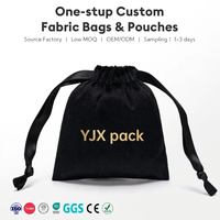Pochette de rangement de luxe en velours noir recyclable avec logo personnalisé estampé à chaud, sac à cordon pour bijoux, artisanat et cadeaux