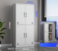 Armoires de rangement en acier modernes à 4 portes avec serrures et poignées, grande capacité pour hôtel, école, hôpital