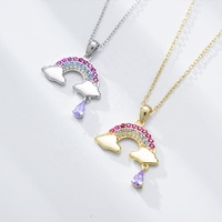 Colliers pour femmes, tendance, plaqués rhodium 925, zircon cubique coloré, nuage, arc-en-ciel, goutte de pluie, pour mariage, fiançailles, fête