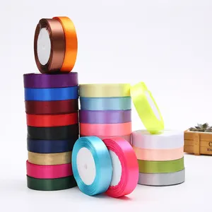 Wholesales 2cm 100% Polyester Ribbon Custom Printed Logo Packing Gift Satin Ribbon