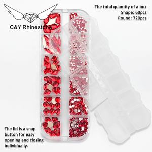 CY Mix Size Nails Art Crystal Cristal Decoración Red Flat Back Rhinestone Set Kits Piedra para <span class=keywords><strong>uñas</strong></span> - Product Image 2