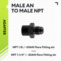 Adaptor Fitting NPT Jantan ke Jantan Kustom, Aluminium Anodized Hitam, Ujung Flare dengan Kunci Hex untuk Sistem Rem Hidrolik Bahan Bakar OEM