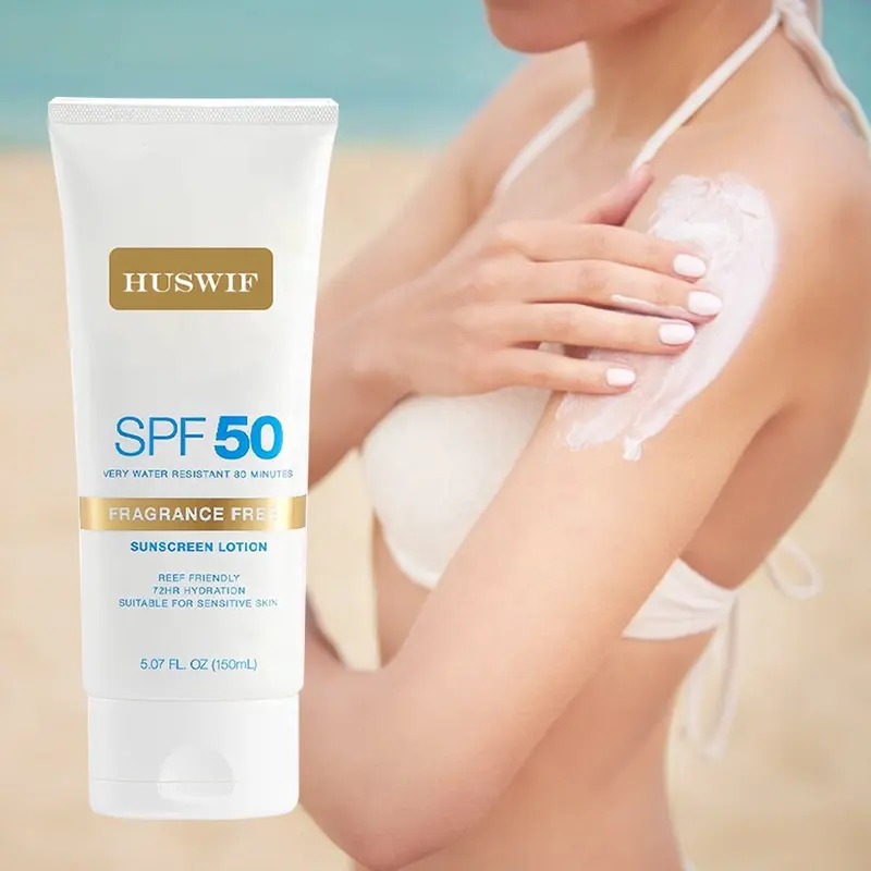 Grosir krim tabir surya kulit berminyak Spf 50, Label pribadi krim tabir surya wajah dan tubuh pemutih wajah organik tabir surya