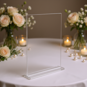 Exhibidor de Acrílico Transparente en Forma de T, 8.5 x 11 Pulgadas, Doble Cara, para Mesa, Portafolletos para Bodas y Eventos - Product Image 2