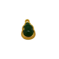 Nouveau pendentif en alliage imitation jade électroplaqué or, style chinois, avec motif de lotus et boucle de paix, pour bijoux DIY