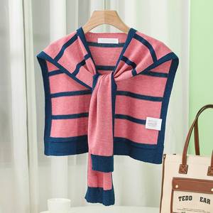 เสื้อปอนโชสำหรับผู้หญิงเสื้อสเวตเตอร์ถักลายทางสำหรับฤดูร้อน - Product Image 5