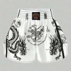 Pantalones Cortos Deportivos de Gimnasio para Hombre, con Estampado de Dragón, Cintura Elástica y Parches, de la Marca Rainbow Spray Premium Streetwear - Product Image 1