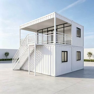Casa Container Smontabile in Acciaio Bianco 2x2 Impilabile con Balcone e Scale Esterne per Campeggio e Rifugio Vacanze - Product Image 3