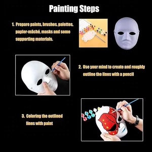 Yuyang DIY Crafts Adulto Blanco Hombre Máscara completa Llanura Mardi Gras Mascarada de plástico grueso Máscaras faciales Cosplay Fiesta de <span class=keywords><strong>Halloween</strong></span> - Product Image 6