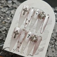 Ongles en acrylique press-on faits main, motif papillon bleu, incrustés de diamants, scintillants, 10 pièces, courts/moyennes longueurs, pour nail art