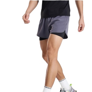 Short de course uni 2 en 1 à séchage rapide en polyester avec logo personnalisé pour hommes grande taille 2 couches Short de sport respirant - Product Image 4