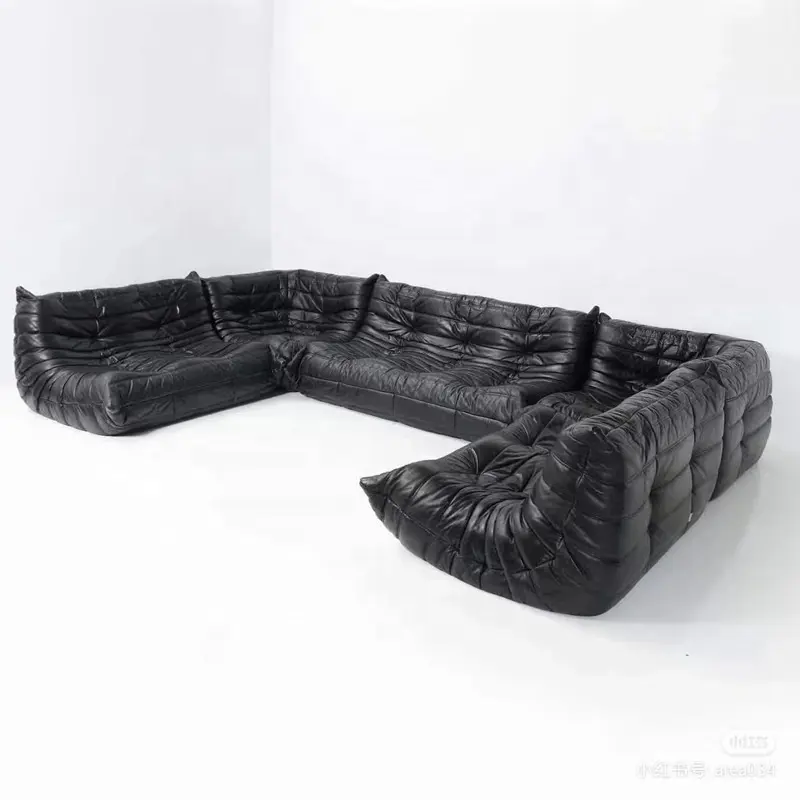 Prix raisonnable Noir Togo Canapé Ligne Roset Velours Modulaire Togo Canapé 3 Places En Cuir Ensemble Avec Ottoman À Vendre