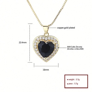สร้อยคอหัวใจประดับเพชรซิคอนชุบทอง 18K สไตล์แฟชั่นสำหรับผู้หญิง - Product Image 6