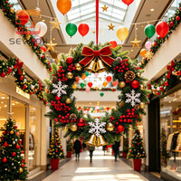 Guirlande de Noël artificielle en PE ignifuge pré-éclairée de 90 cm avec lumières LED pour la décoration de portes et murs de centres commerciaux, hôtels et villas
