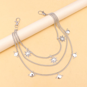Cadena de cintura de aleación de zinc con diseño de cielo estrellado, sol y planetas, estilo punk, accesorio de uso diario para hombres y mujeres - Product Image 4