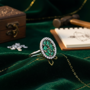 <b>Emerald</b> with Zircon Stone Baguette Oval Design Turkish <b>Rings</b> Wholesale Handmade 925 Sterling <b>Silver</b> Jewelry - Product Image 3