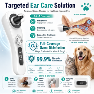 Limpiador de Oídos Portátil para Mascotas, Dispositivo Terapéutico de Ozono para el Cuidado de los Oídos de Perros y Gatos sin Estrés - Product Image 1